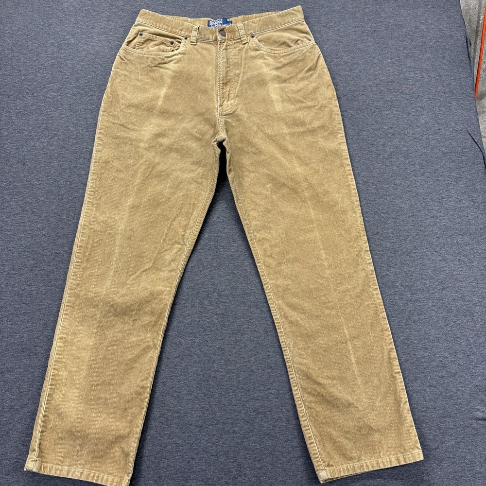 VTG Polo Ralph Lauren Corduroy Pants Mens 32x29 Beige Faded Straight 5-pocket